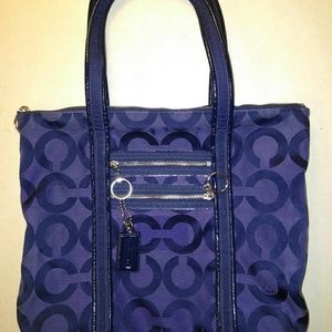 Coach Purse "Poppy" Dark Blue,  14 L. X 14 W.